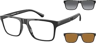 Men's Ea4115 Prescription Eyewear Frames with Two Interchangeable Sun Clip-ons Rectangular