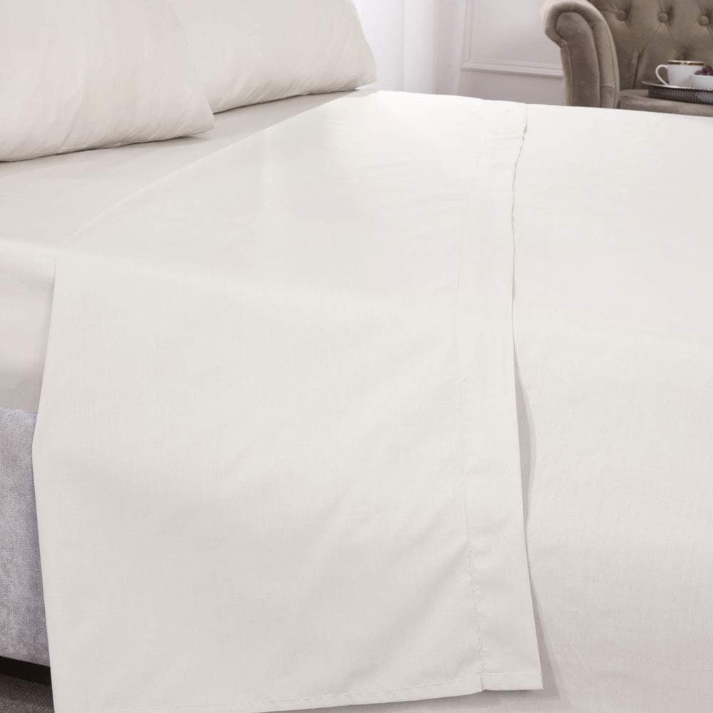 Emma Barclay180 Thread Count Percale Flat Sheet in Ivory - Double Bed