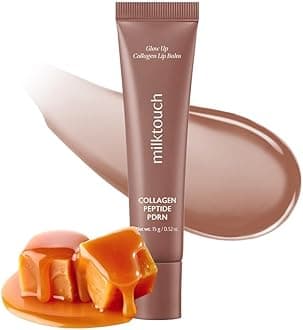 milktouch Vegan Glow Up Collagen Lip Balm–Hydrating Lip Care with Collagen, Peptide, PDRN, Cica & Shea Butter for Dry Lips Repair, AntiAging, NonSticky Moisturizer for Fuller Lips(15g) #Caramel Fondue