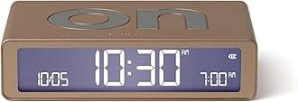 Lexon Flip Classic Digital Alarm Clock with Reversible On/Off Faces, Rechargeable bedside clock with LCD display, Touch Sensor for Snooze & Light function - Soft Gold