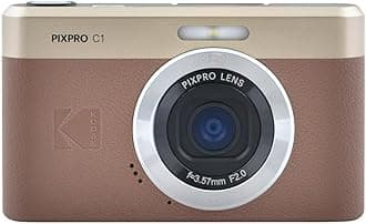 Pixpro C1 – Ultra-Compact Digital Camera | 13MP BSI CMOS, 4X Zoom, 2.8" LCD Screen, LED Flash, Built-in Battery – Brown