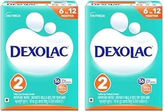 Dexolac Follow Up Infant Formula Milk Powder for Babies - Stage 2 (6 to 12 months) - with 36 Vital Nutrients - 400gms - BIB Pack (Pack of 2)