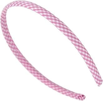 Gingham Hair Accessories for School Alice Band Slim Headband Scrunchy Clips (Pink Gingham Slim Alice Band)