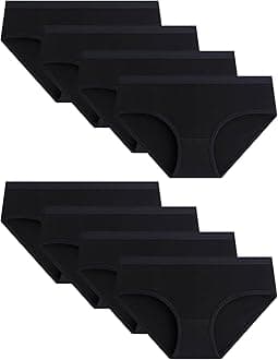 Teen Girls Underwear Cotton Panties Briefs Solid Color Pack of 8