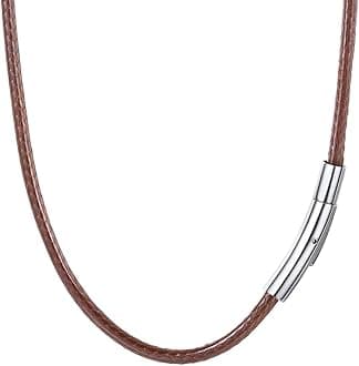 PROSTEEL Waterproof Leather Necklace Cord for Men, 2MM/3MM, 16”-30”, with Stainless Steel Clasp, DIY Chain for Pendant, Come with Box