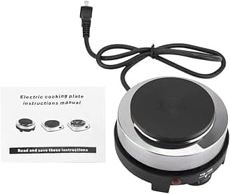 Maxmartt Mini Electric Heater Stove, 500W Round Hot Plate Portable Countertop Burner For Ceramic Glass Kettle Single Plate Cooktop, Easy to Multifunction Home Kitchen Hot (US Plug 110V)