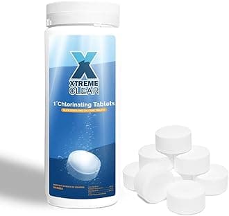 XtremeClear Chlorine Tablets 1 Inch 1.5 lbs for Swimming Pools, Long-Lasting Stabilized 1" Chlorinating Tablets for Spa Hot Tub Chemicals, Small Pool