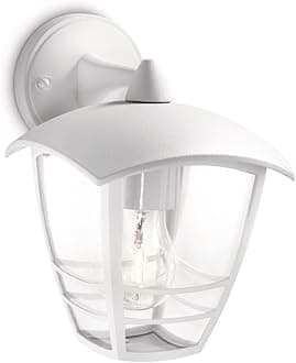 Philips Mygarden Creek Outdoor Wall Light, White (Requires 1 x 60 W E27 Bulb), Wall Lantern