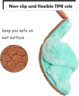 Womens & Girls Slippers Ladies Fluffy Plush House Slippers Cozy Open Toe Faux Fur Sliders for Girls Warm Sandals Indoor Winter