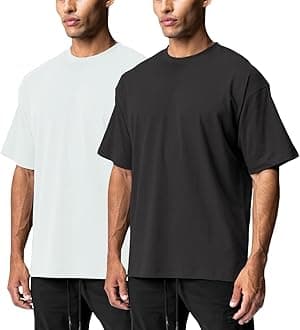 Men's 1 or 2 Pack Solid Color T-Shirt Short Sleeve Fashion Loose Round Neck Gym Sports Leisure Fitness Top Oversized T-Shirt