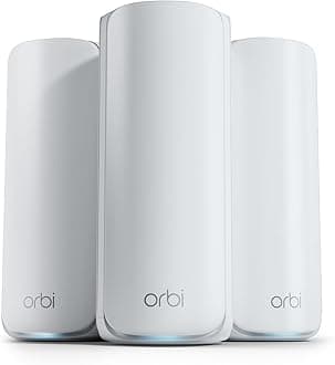 Orbi 770 Series Tri-Band WiFi 7 Mesh Network System (RBE773) - Router + 2 Satellite Extenders, Security Features, Up to 11Gbps, Covers up to 6,750 sq.ft, 100 Devices, 2.5 Gig Internet Port
