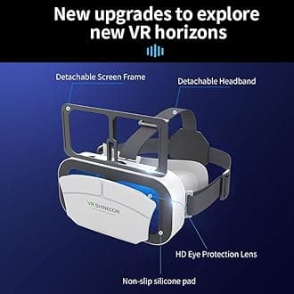 BASERY VR Headset Compatible with iPhone & Android Phone Within 4.7-7.2inch Display Screen- Universal Virtual Reality Goggles- Soft & Comfortable Updated 3D Glasses (G12-White)