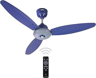 - ACTIVA Gracia 1200mm BLDC Ceiling Fan with LED Light, 28W Energy Saving BEE 5 Star Rated Motor, 3 Wider Blades, Full Remote Control, Silent Operation come with 5 Year Warranty (Sparkle Blue)