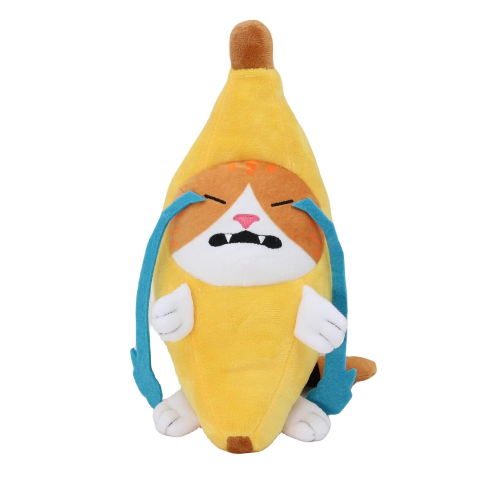 Crying Banana Cat Plush, Sad Banana Cat Stuffed Animal, Cute Yellow Kitty Fruit Plushie Pillow Doll