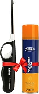 Gas Lighter for Kitchen Stove and Candle Lighter - Safe, Durable, and Easy-to-Use - Home Cooking and Candle Lighting | Liter with Refill Can 100ML - Black (Set of 1)