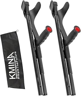 Folding Crutches of Carbon Fibre (x2 Units), Open Cuff, Lightweight, Forearme Foldable Crutch - Made in Europe - KMINA PRO