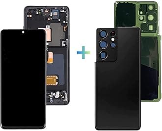 6.8 inch Original for Samsung Galaxy S21 Ultra LCD G998U1 G998W G998B G998B/DS S21Ultra 5G Display Touch Screen Assembly Replacement (with Black Frame + Black Back Cover)