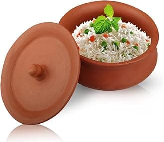 BHANVI Authentic Brown Terracotta Clay Curd Pot with Lid | Handcrafted Earthenware for Traditional Cooking and Storage D1 (1450 ML)