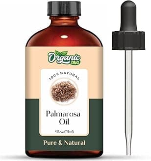 Organic Zing Palmarosa (Cymbopogon Martinii) Oil | Pure & Natural Essential Oil for Aroma, Diffusers, Skincare & Hair care - 118ml/3.99fl oz