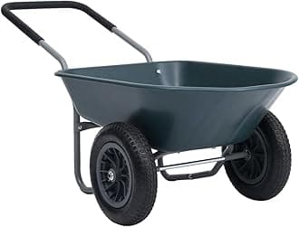 vidaXL Wheelbarrow Garden Lawn Yard Cart Garden Tool Hand Truck Tool Cart Wheelbarrow Bicycle Trailer Hand Tool Green and Grey 78 L 100 kg