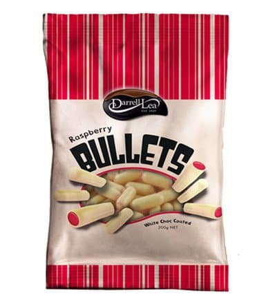 Darrell Lea White Chocolate Raspberry Bullets 200g