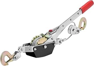 Come Along Winch, 2 Ton (4,409 lbs) Pulling Capacity, 12 ft Steel Cable, 2 Hooks, Heavy Duty Ratchet Power Puller Tool with Dual Gears, Automotive Hoist Cable Puller Ideal for Vehicle Rescue