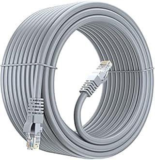 Cat7 Ethernet 1M Cable Pure Bare Copper Double Shielded Outdoor & Indoor Lan Wire Heavy Duty High Speed Solid 24 AWG Network Cable 10Gbps, 600Mhz, Weatherproof S/FTP UV Resistant For Modem (15M)