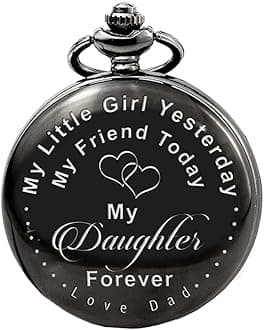 Yellow Chimes Daughters Special Pocket Watch Pendant with Chain for Father's Little Princess Unique Memorable Gift for Daughter Stainless Steel Watch for Women and Girls, One Size