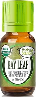 Pure Bay Leaf Essential Oil, Organic & Undiluted, 0.33 oz (10ml) - for Hair, Diffuser, & Skin
