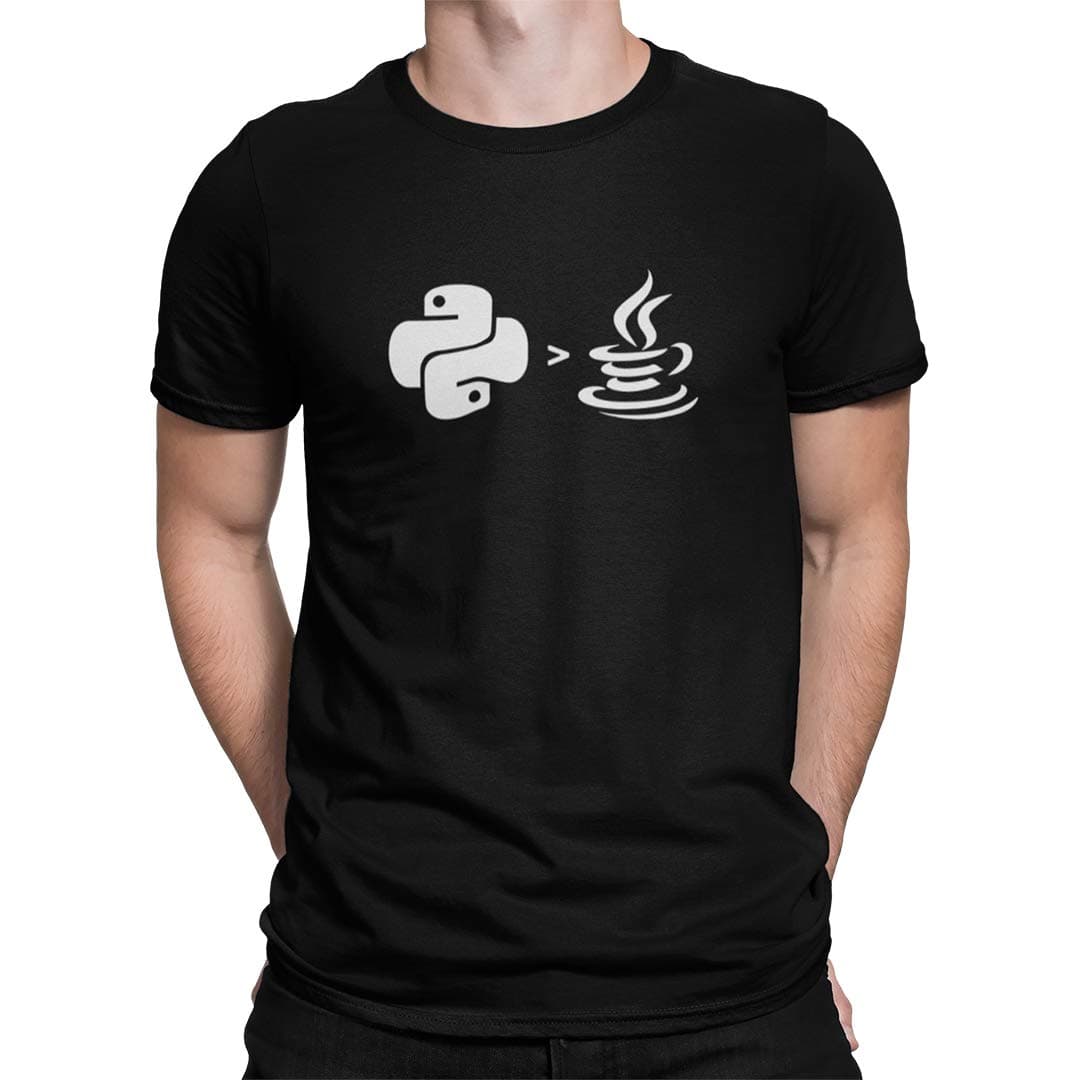DUDEMEPython is Greater Than Java T-Shirt, 100% Cotton T-Shirts for Programmer, Coding, Developer, Software Mens, Round Neck T Shirts for Women, Half Sleeve Tshirt for Men