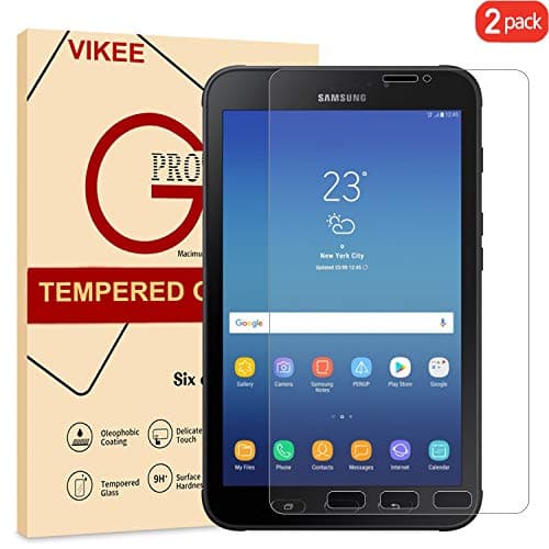 [2 Pack] VIKEE Compatible for Samsung Galaxy Tab Active 2 Screen Protector, HD Clear [Anti-Fingerprint][Bubble-Free][Easy to Install] 9H Hardness Tempered Glass Film for Samsung Galaxy Tab Active 2