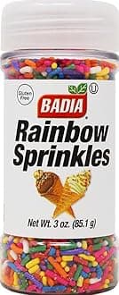 Badia Rainbow Sprinkles 3 oz – Colorful Topping for Ice Cream, Cakes, Cookies, Cupcakes & Desserts – Sweet Decoration for Baking