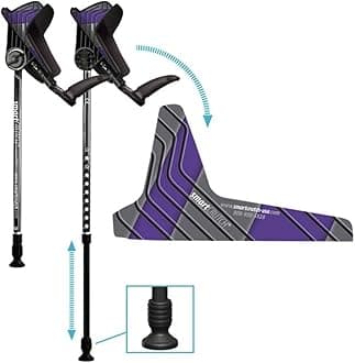smartCRUTCH Ergonomic Custom Forearm Crutches for Adults, Multiple Colors, Adjustable Forearm Rotates 15-90 Degrees - Heights 4'4" to 6'4" - 265 lbs Non Weight Bearing