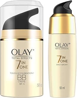Olay Serum Total Effects 7 in 1, Anti-Ageing Smoothing Serum, 50 ml And Olay Day Cream Total Effects 7 in 1 BB Cream SPF 15, 50g