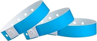 500 WristCo Neon Blue Plastic Wristbands for Events – Extended Wear, Secure Snap Prevents Reuse – Premium-Grade Bracelets for Hospital & Medical ID, Party & VIP Identification