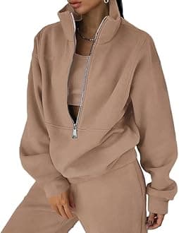 Tracksuit Womens Full Set Lounge Wear Sets 2 Piece Ladies Fleece Tracksuits Comfort Long Sleeve Activewear Zip Coat Tops Trousers Sets Fashion Casual Thermal Autumn Winter