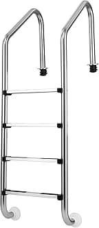 Goplus Swimming Pool Ladder, 3-Step/4-Step In-Ground Stainless Steel Step for Indoor/Outdoor Pool, Heavy Duty Non-Slip Ladder, Easy Assembly (4 Steps)