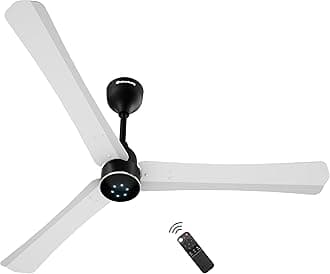 atomberg Renesa Halo Smart Alexa Enabled 1200mm BLDC Ceiling Fan with Remote | BEE 5 star | High Air Delivery | Low noise | LED Speed Indicator | Sleek Design | | 3 Year Warranty| Gloss White & Black