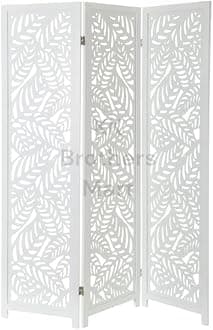 KK Brothers Mart Wooden Room Partition for Living Room | Room Wall Divider | Hall Partition Furniture - 3 Panel (White)