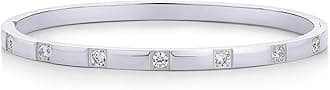 PAVOI 14K Gold Plated and Stainless Steel Skinny Love Bangle for Women | Thin Bracelet with Cubic Zirconia Stones