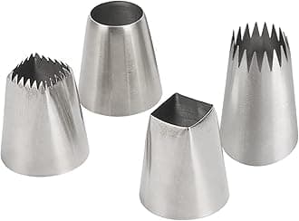 Oversized Piping Nozzles,Extra Large Icing Nozzles,Square Round Churro Nozzles Tips Piping Set for Cakes Cupcakes Cookies,4 Pcs