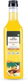 Two Brothers Organic Farms India's Only Certified Glyphosate Free Groundnut Oil 1L | Cold Pressed Kacchi Ghani | Unrefined, Single-Filtered | Natural Shengdana Oil for Cooking & Frying | Rich Nutty Aroma | Mungfali Tel.