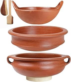 - Craftsman India Online Uncoated Craftsman Clay Handi/Pot For Cooking And Serving Combo 1, 2 & 3 Liter, Red