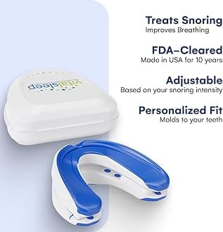 VitalSleep Men's Anti Snoring Mouth Guard, Adjustable Snoring Device, Custom Anti Snore Device with Blackout Sleep Mask, Snore Mouthpiece for Better Sleep, USA Made, 1 Year Warranty