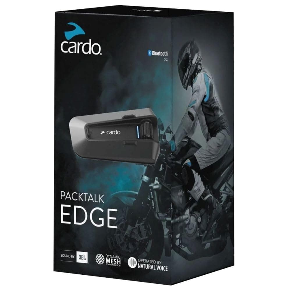 Cardo PACKTALK Edge Motorcycle Bluetooth Communication System Headset Intercom - Dual Pack