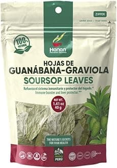 Hanan Graviola Loose Leaf Tea 1.4oz / 40g (Soursop Leaves / “Hojas de Guanabana”) - Natural, Dried Annona Muricata Plant from Peru – Herbal Tea – te guyabano sour sop