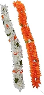 - Gajra Hair Accessories for Women Bridal Flower Garland Orange and White Pack of 2 for Gorgeous Hairstyles