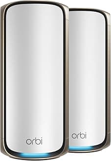 Orbi 970 Series Quad-Band WiFi 7 Mesh Network System (RBE972S), Router + 1 Satellite Extender, Security Features, Up to 27Gbps, Covers up to 5,400 sq. ft., 200 Devices, 10 Gig Internet Port