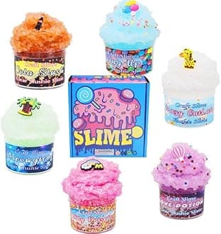 Cloud Slime Kit for Kids, 6 Pack (70ml Each) & Accessories – Cloud Slime or Icy Slush Slime Kit, Non-Sticky Soft Butter Stretchy Slime – Stress Relief Toy Gift for Boys & Girls