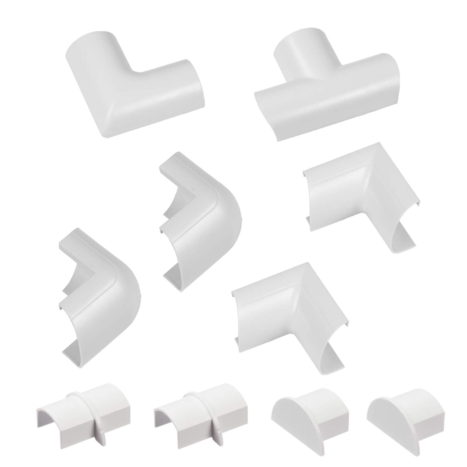 D-Line 30x15mm Cable Trunking Accessory Pack, Clip-Over Design - 2x External Bends, 2x Internal Bends, 1x Flat Bends, 1x Equal Tee, 2x Connectors, 2x End Caps - White